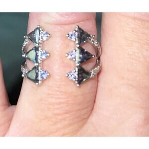 New Bomb Party RBP6648 Modern Elegance Lab Created Rainbow Topaz Rhodium Sz 7